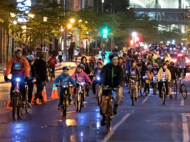Cyclists take over McGill St. during the Tour de nuit in Montreal on Friday, June 2, 2017.