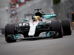 Lewis Hamilton of Mercedes Patronas takes part in the morning practice session during the Canadian Formula 1 Grand Prix at Circuit Gilles Villeneuve in Montreal on Friday June 9, 2017.
