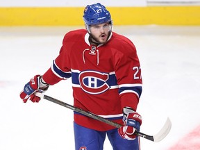 Montreal Canadiens' Alex Galchenyuk (27) during during warmup prior to NHL action in Montreal on Oct. 18, 2016 against Pittsburgh Penguins.