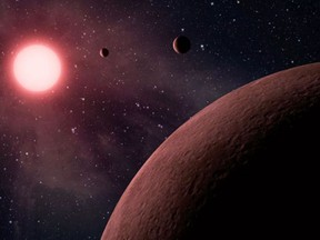 An artist's concept depicts a tiny planetary system called KOI-961, based on data received through NASA's Kepler mission and ground-based telescopes.
