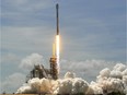 A Falcon 9 SpaceX rocket carrying a communications satellite that will provide television broadcast and data communications services over southeast Europe lifts off from pad 39A at the Kennedy Space Center in Cape Canaveral, Fla., Friday, June 23, 2017.