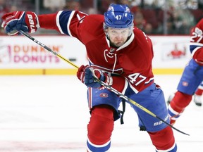 Montreal Canadiens Alex Radulov skates into the Chicago Blackhawks zone ahead of teammate Alex Galchenyuk during first period of National Hockey League game in Montreal Tuesday March 14, 2017.