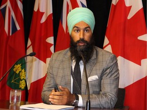 Ontario NDP MPP Jagmeet Singh speaks to the media on Tuesday July 28, 2015. Singh’s mostly consistent progressivism, charisma and newness are certainly working in his favour as the four-way NDP leadership race gets into gear, Dan Delmar writes.