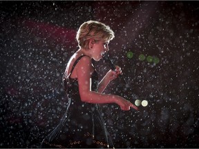 Carly Rae Jepsen performs in the rain during the Discothèque bash, as part of the Montreal International Jazz Festival on Saturday night.