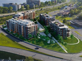 The triangle of land at the extreme east end of Valois Village in Pointe-Claire is about to be transformed into a four-building condo development.