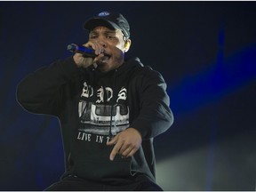 Anderson.Paak performs during the outdoor blowout concert at the Montreal International Jazz Festival, in Montreal, on Saturday, July 8, 2017.