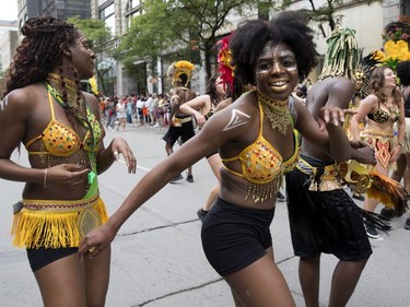Dancers perform in the annual Carifiesta parade in Montreal on Saturday July 8, 2017.