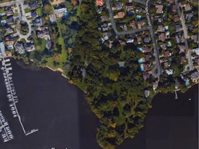 A Google map image of private land that some Dorval residents want the city to buy and conserve as green space. (Google)