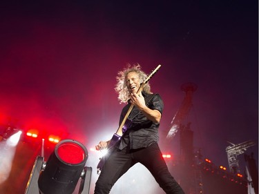 Kirk Hammett of Metallica performs with the band in concert on Parc Jean-Drapeau in Montreal, Quebec, July 19, 2017.