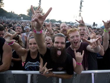 Fans cheer as Metallica gets ready to perform in concert on Parc Jean-Drapeau in Montreal, Quebec, July 19, 2017.