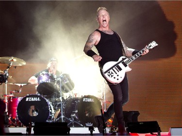 James Hetfield of Metallica performs with the band in concert on Parc Jean-Drapeau in Montreal, Quebec, July 19, 2017.