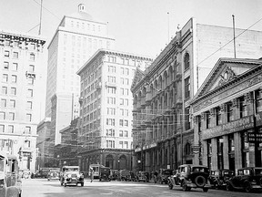 St. James St., Montreal, 1935 (now St. Jacques St.). The Great Depression, 1929-1939, brought misery to people of all ages, including many teenagers who were drawn into the city's seedy underworld as an escape from problems at home.