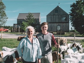 Marie-Thérèse Bonnichon gets help from son William at Ferme Au Pied Levé in the Eastern Townships.