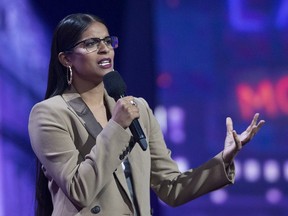 Lilly Singh performs at the Just For Laughs comedy festival at Place des Arts in Montreal, Sunday, July 30, 2017.