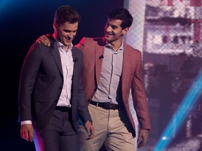 Montreal Canadiens Jonathan Drouin left and Max Pacioretty during the Just For Laughs Festival in Montreal on Monday July 31, 2017.