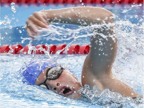 Maya Bernardi of Pointe-Claire swims to victory in a recent meet against Westmount at Valois Pool, which will host this season's swimming finals on Aug. 19.