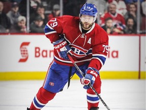 Montreal Canadiens defenceman Andrei Markov carries the puck during third period of National Hockey League game against the in Montreal on Dec. 9, 2015.