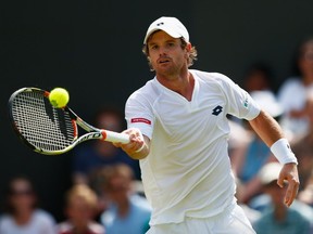 Blaz Kavcic of Slovenia at Wimbledon on July 2, 2015 in London, England.