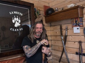 Former military member Patrick Beaudry is the co-founder of the far right group La Meute, seen here on April 25, 2017, in Stoneham-et-Tewkesbury, Quebec. La Meute (French for "The Wolf Pack") was founded in October 2015 by Canadian Forces veterans Eric Venne and Patrick Beaudry.