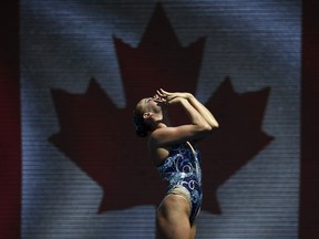 Canada's Jacqueline Simoneau at the FINA World Championships in Budapest on Wednesday. She competes in the free team final on Thursday.