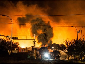A train carrying crude oil derailed and exploded in the town of Lac-Mégantic, July 6, 2013.