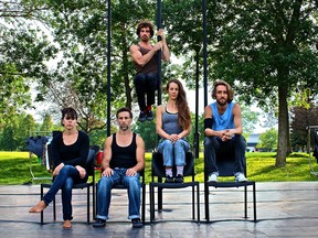 The acrobats of Entre Nous Cirque. One of the performers was badly injured in a fall July 11, 2017, in a Montreal park.