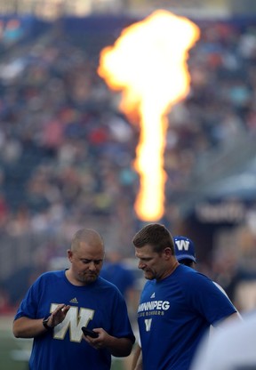 Montreal Alouettes suffer the mother of all implosions against Blue Bombers 12 Winnipeg Blue Bombers head coach Mike O’Shea, right, before the game against the Montreal Alouettes July 27, 2017. Then everything that could go wrong did for the Als.