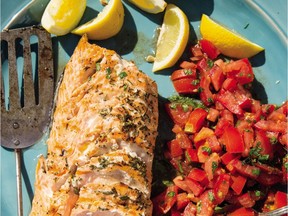 Keep it simple — that's the advice when cooking fish, salmon in particular. Fresh tomato-basil relish pairs with this recipe.