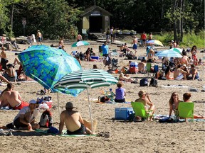 The Cap-St-Jacques beach in Pierrefonds is one of a few beaches in the Montreal area still open. Many local beaches are temporarily closed due to high water levels in the St-Lawrence River and Lake of Two Mountains.