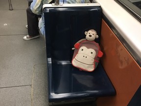 Items lost in the STM's network, like this monkey stuffed animal, make their way to the lost and found kiosk at Berri-UQAM.