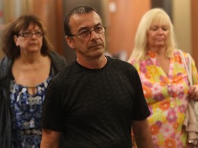 Michel Cadotte attends his preliminary hearing at the Montreal courthouse July 25, 2017. He is accused of killing his ailing wife.
