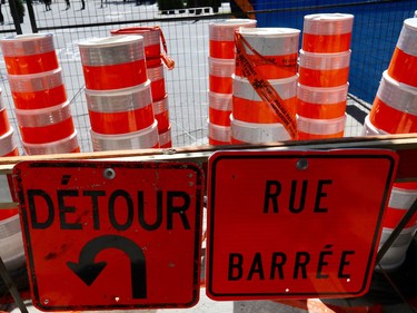 Cones, fences and detours around the Formula E site in Montreal on Saturday, July 29, 2017.