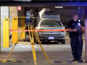 A 79-year-old man died after crashing his car in the parking garage of his residence in Montreal on Tuesday, Aug. 1, 2017.