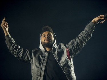 The Weeknd performs at the closing of Day 3 of the Osheaga Music and Arts Festival at Parc Jean-Drapeau in Montreal on Sunday, August 6, 2017.