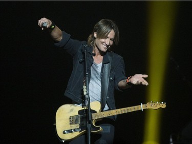 Keith Urban performs in concert at the Bell Centre in Montreal, Saturday, August 12, 2017.