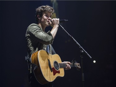 Shawn Mendes performs in concert at the Bell Centre in Montreal, Monday, August 14, 2017.