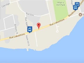 Baie-d’Urfé town council might decide on purchasing a piece of property on Lakeshore Road during a special council meeting on Aug. 31. (Google maps)