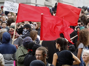 Counter-protesters gather to demonstrate against far-right group La Meute on Sunday, Aug. 20 in Quebec City.