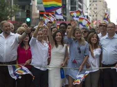 Members of various political parties marched in the Pride parade along Boulevard René-Lévesque in Montreal, on Sunday, August 20, 2017.