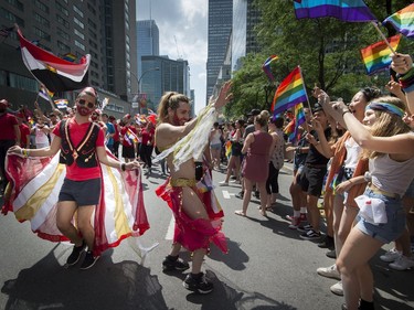 Participants were colourful as they danced in the Pride parade along Boulevard René-Lévesque in Montreal, on Sunday, August 20, 2017.
