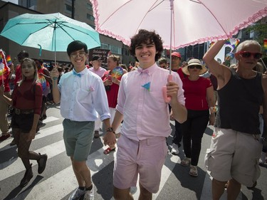 Participants were colourful as they walked and danced in the Pride parade along Boulevard René-Lévesque in Montreal, on Sunday, August 20, 2017.