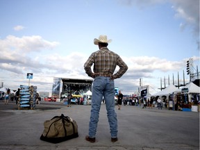 Contestant Adam Hinkley of Australia arrives for the rodeo in the Old Port of Montreal, Aug. 24, 2017.