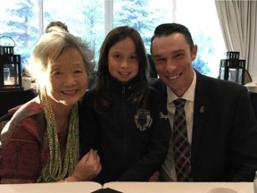 Former governor general Adrienne Clarkson and retired Master Corporal Collin Fitzgerald, with his daughter Peyton, at the PPCLI Suicide Prevention Workshop in June, 2017. (Photo courtesy of Collin Fitzgerald)