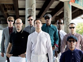 Gus Van Go, second from left, and Tim Fletcher, fourth from left, bring their reggae-punk-electro collective, Megative, to the jazz fest stage on Friday.