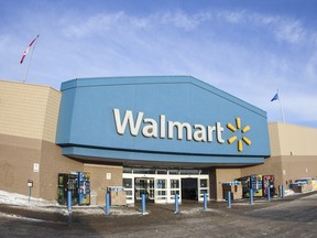 The front entrance of the Walmart in downtown Fort McMurray Alta. on Friday January 13, 2017. Walmart Canada was hit with 174 counts of Public Health Act violations Friday relating the handling of food at their Fort McMurray store following May's wildfire. Robert Murray/Fort McMurray Today/Postmedia Network