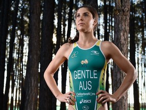 Australian triathlete Ashleigh Gentle poses during a portrait session on June 24, 2016 on the Gold Coast, Australia.