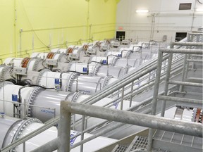 A room at the Atwater water filtration plant where Montreal's drinking water enters a series of pipes to be treated.