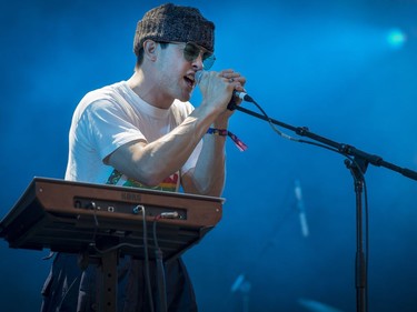 Andrew VanWyngarden of MGMT performs during the Osheaga Music and Arts Festival at Parc Jean Drapeau in Montreal on Friday, August 4, 2017.