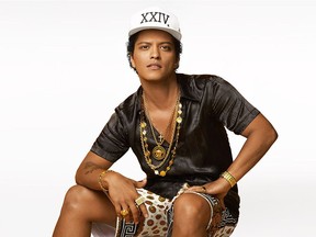 Bruno Mars in a recent publicity photo. Mars's management did not allow media to take photos of Tuesday's Bell Centre show.