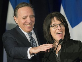 Coalition Avenir Québec Leader François Legault with Sonia LeBel in February 2017.